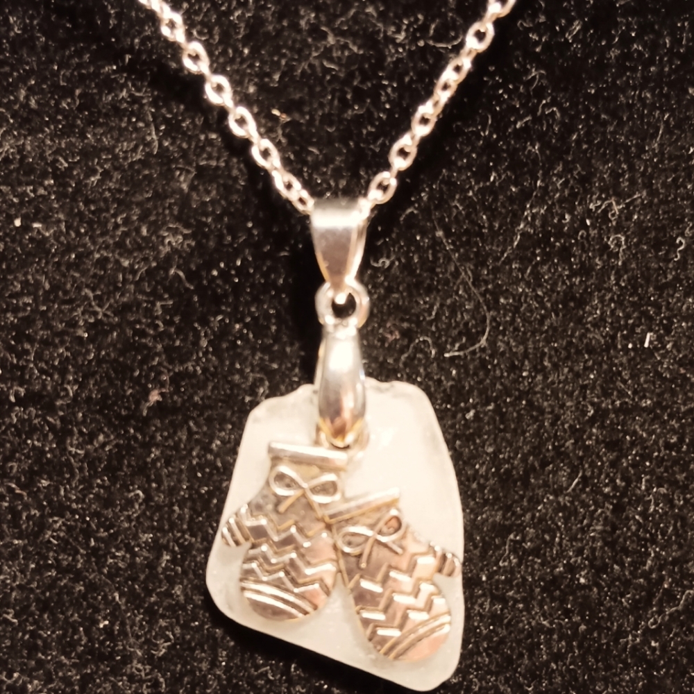 Handcrafted Holiday mittens on Sea Glass